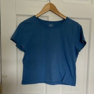 J. Crew Blue Cuffed Sleeve Crop T-Shirt